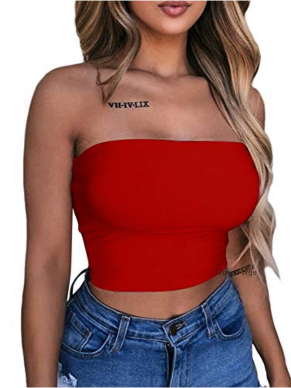 LAGSHIAN Women's Sexy Sleeveless Stretchy Strapless Tube Crop Top
